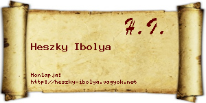 Heszky Ibolya névjegykártya